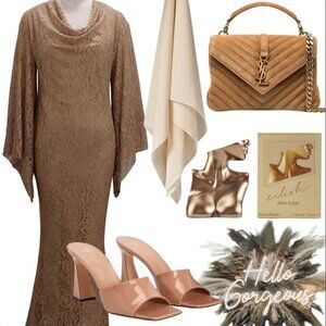 Tan Lace Maxi Dress